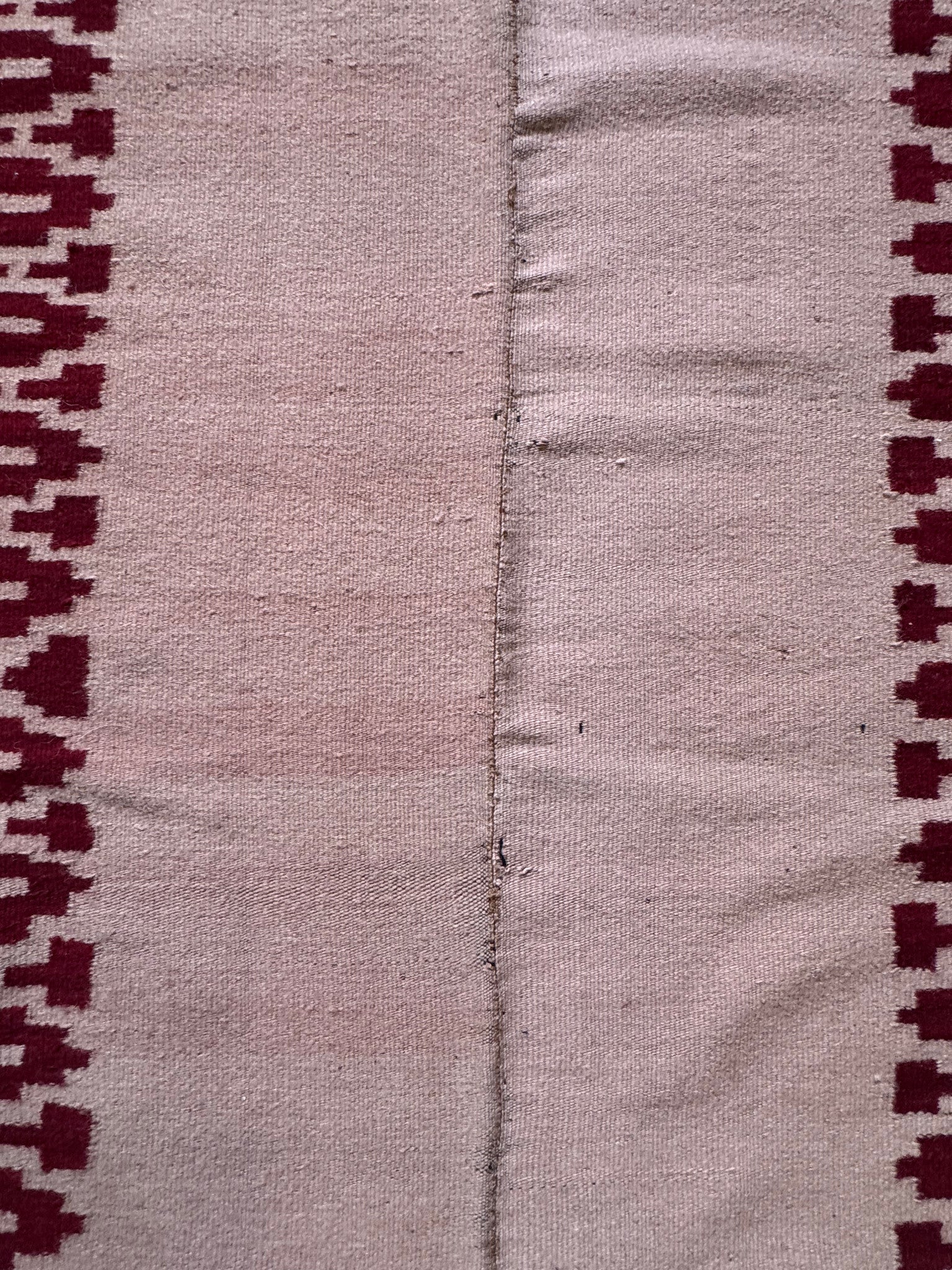 Vintage Beige Geometric Romanian Wool Rug, 185x148 cm, view 9