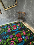 Vintage Black Floral Romanian Wool Rug, 270x175 cm, view 3
