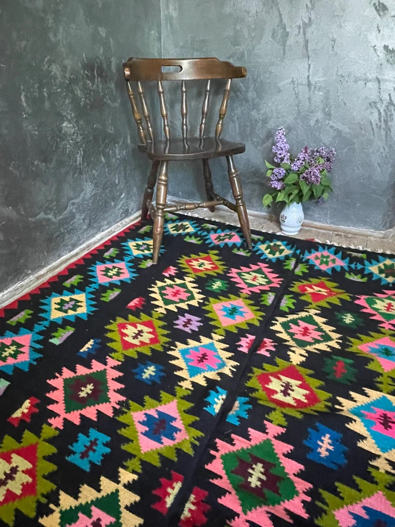 Vintage Geometric Romanian Wool Kilim Rug, 250x172 cm, view 10