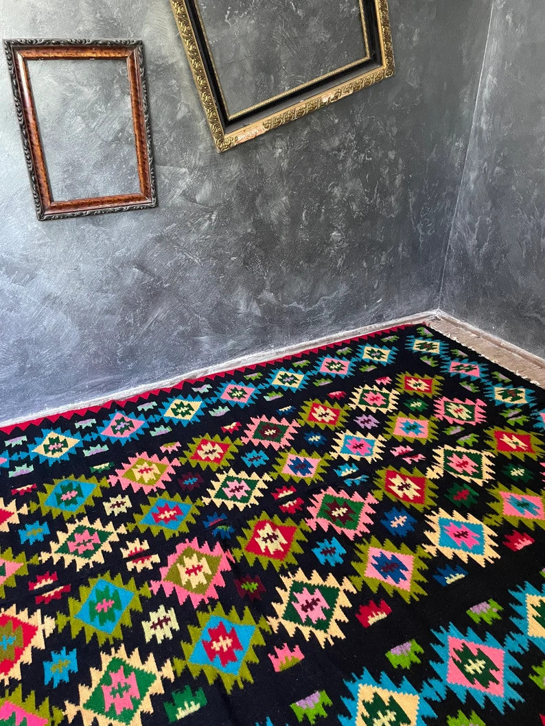 Vintage Geometric Romanian Wool Kilim Rug, 250x172 cm, view 6