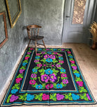 Vintage Pink & Blue Floral Romanian Wool Rug, 201x150 cm, view 3