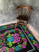 Vintage Pink & Blue Floral Romanian Wool Rug, 201x150 cm, view 5
