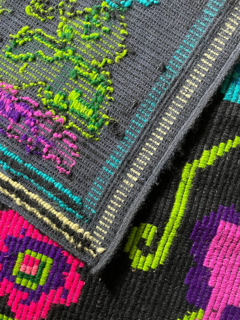 Vintage Pink & Blue Floral Romanian Wool Rug, 201x150 cm, view 6