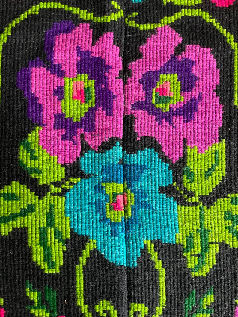 Vintage Pink & Blue Floral Romanian Wool Rug, 201x150 cm, view 7