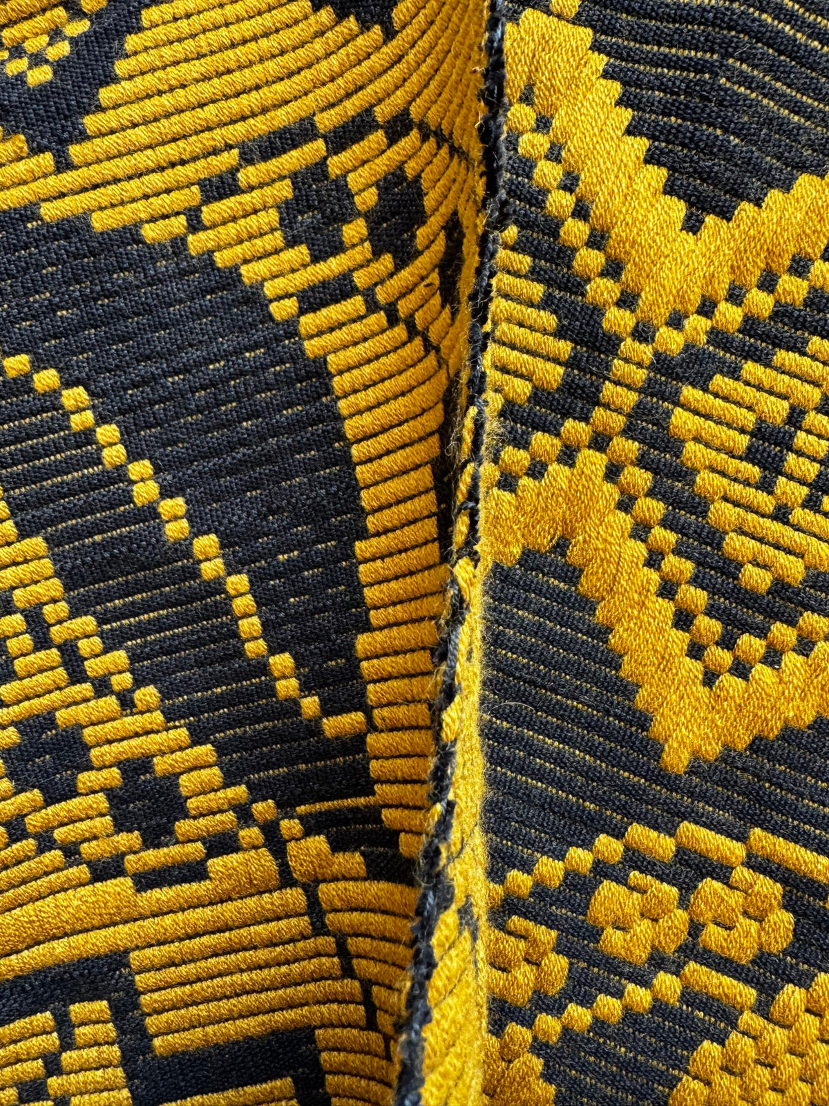 Handwoven Mustard & Black Floral Romanian Rug, 175x140 cm, view 12