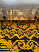 Handwoven Mustard & Black Floral Romanian Rug, 175x140 cm, view 3