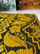 Handwoven Mustard & Black Floral Romanian Rug, 175x140 cm, view 6
