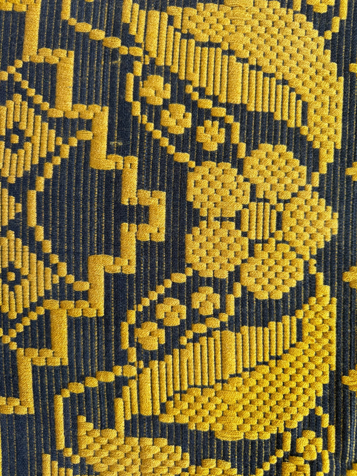 Handwoven Mustard & Black Floral Romanian Rug, 175x140 cm, view 8