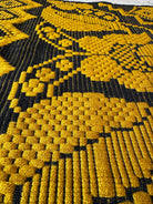 Handwoven Mustard & Black Floral Romanian Rug, 175x140 cm, view 9