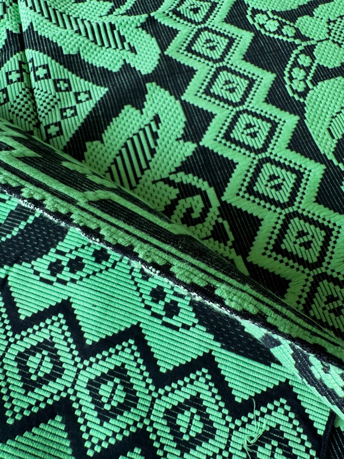 Handwoven Green & Black Floral Romanian Rug, 185x140 cm, view 11