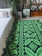 Handwoven Green & Black Floral Romanian Rug, 185x140 cm, view 12