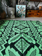 Handwoven Green & Black Floral Romanian Rug, 185x140 cm, view 13