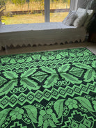 Handwoven Green & Black Floral Romanian Rug, 185x140 cm, view 5