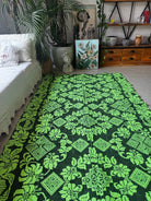 Handwoven Neon Green Floral Romanian Rug, 205x130 cm, view 13