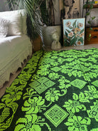 Handwoven Neon Green Floral Romanian Rug, 205x130 cm, view 4