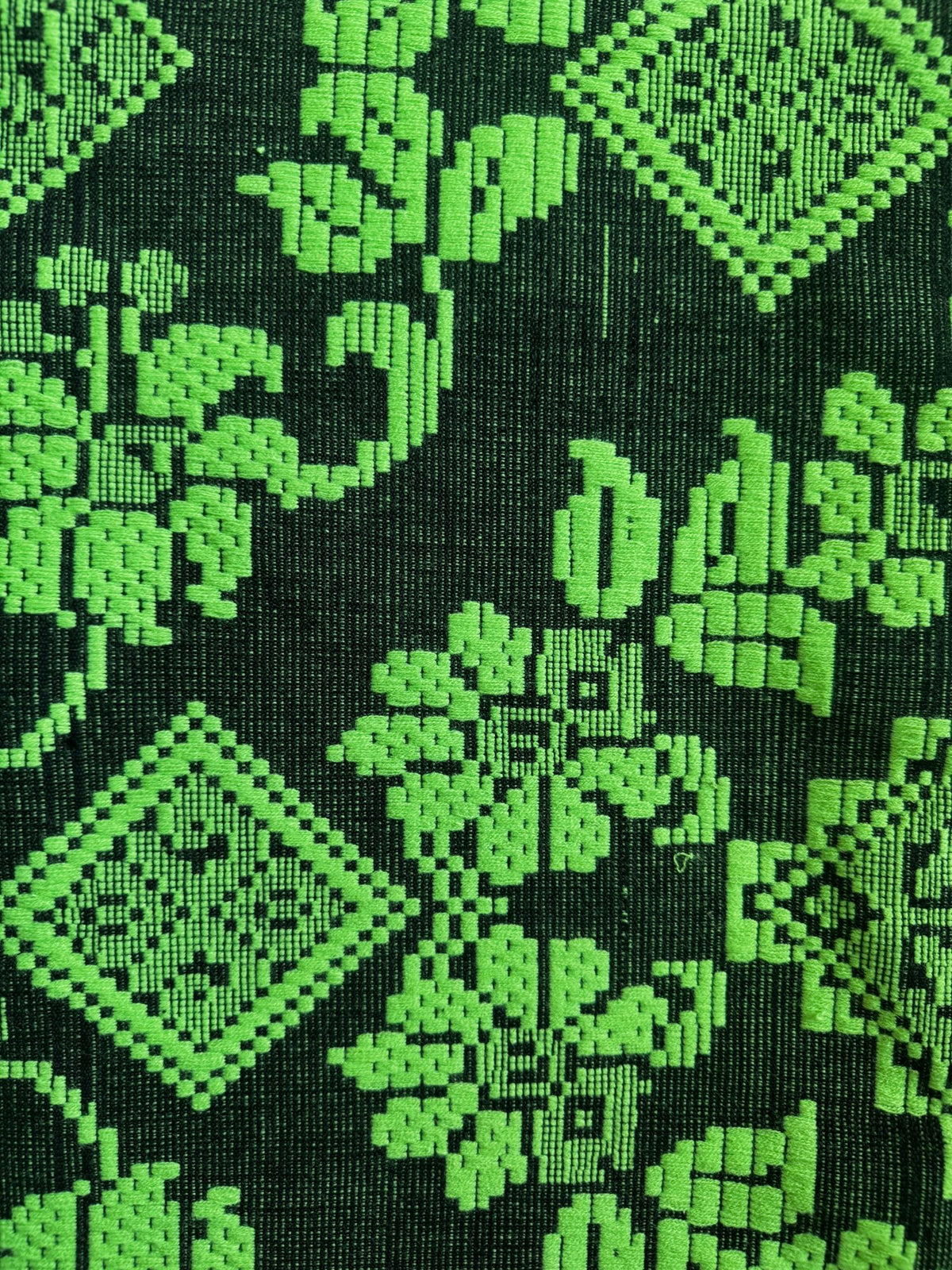 Handwoven Neon Green Floral Romanian Rug, 205x130 cm, view 8