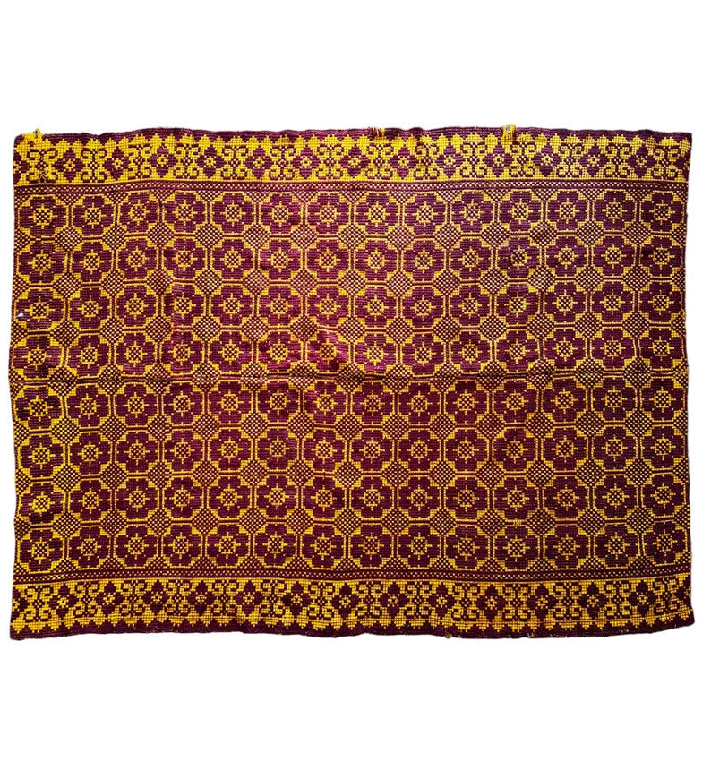 Vintage Brown Geometric Romanian Wool Rug, 197x148 cm