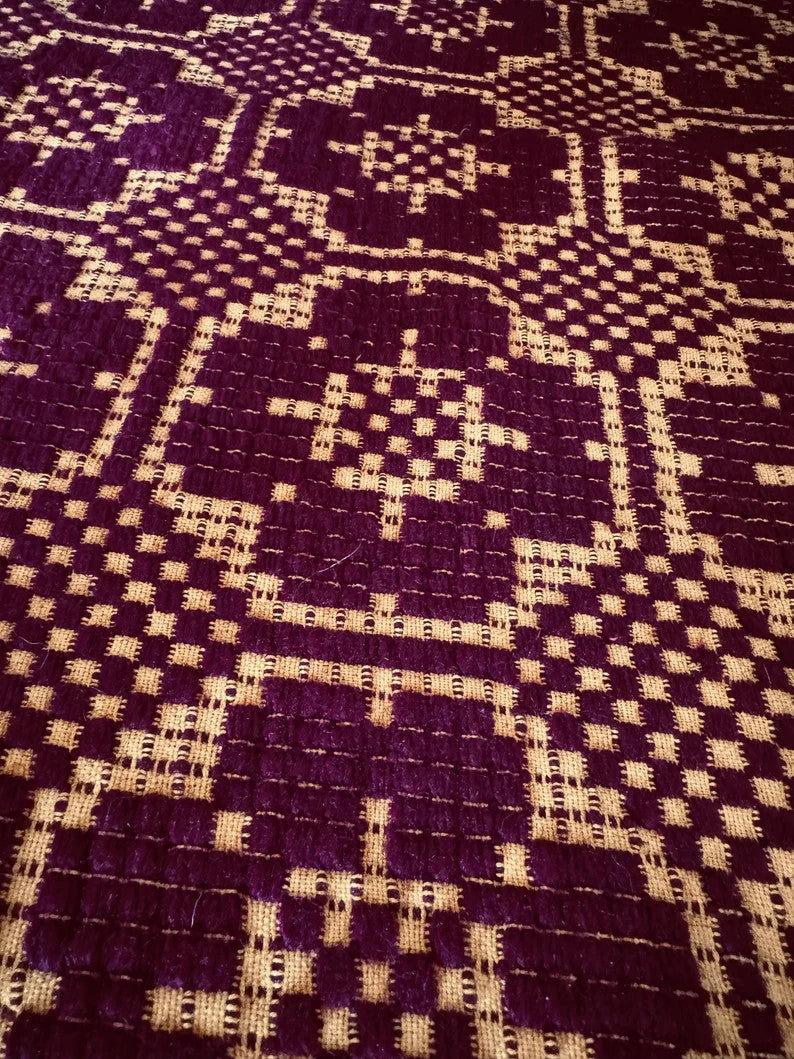 Vintage Brown Geometric Romanian Wool Rug, 197x148 cm, view 9