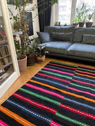 Vintage Black Striped Romanian Wool Rug, 208x152 cm, view 10