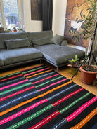 Vintage Black Striped Romanian Wool Rug, 208x152 cm, view 3