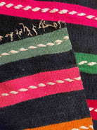 Vintage Black Striped Romanian Wool Rug, 208x152 cm, view 6