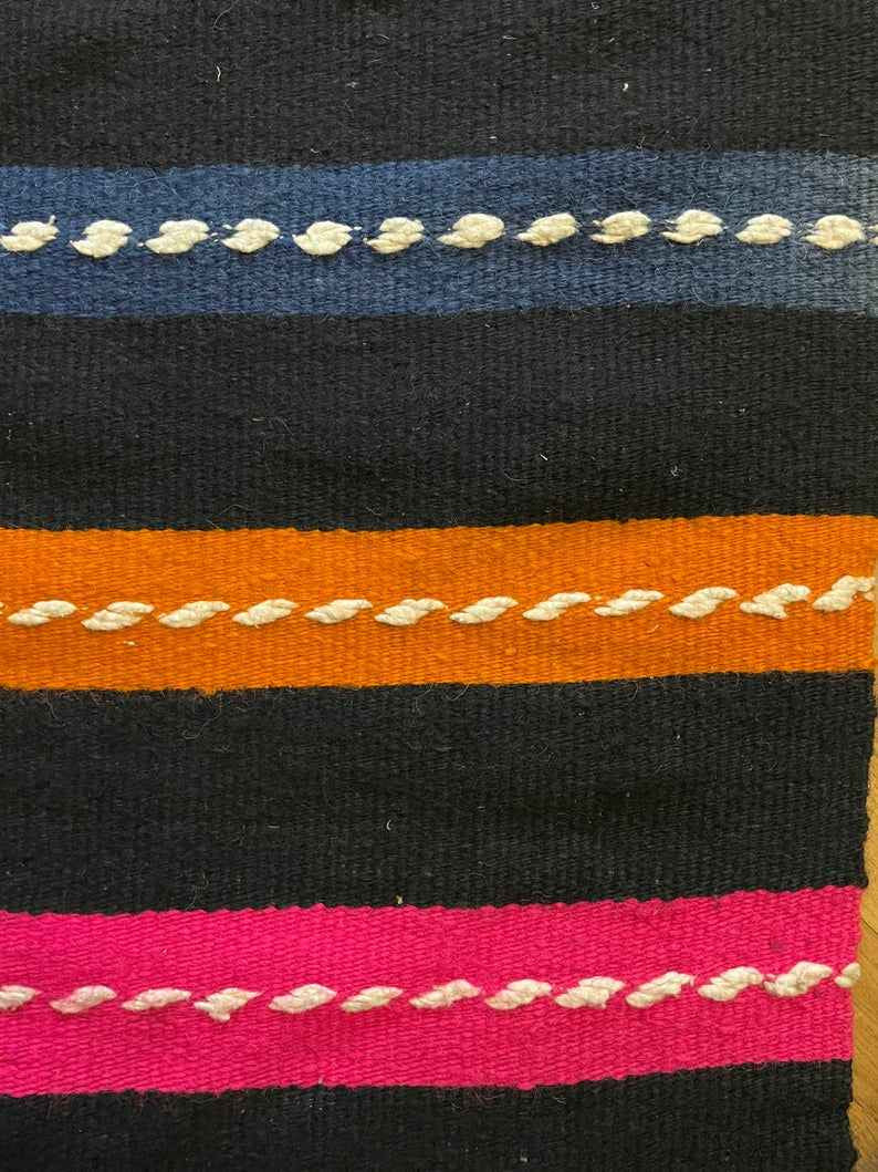 Vintage Black Striped Romanian Wool Rug, 208x152 cm, view 8