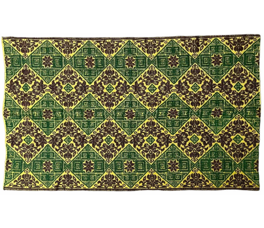 Handwoven Green Floral Romanian Wool Rug, 183x113 cm