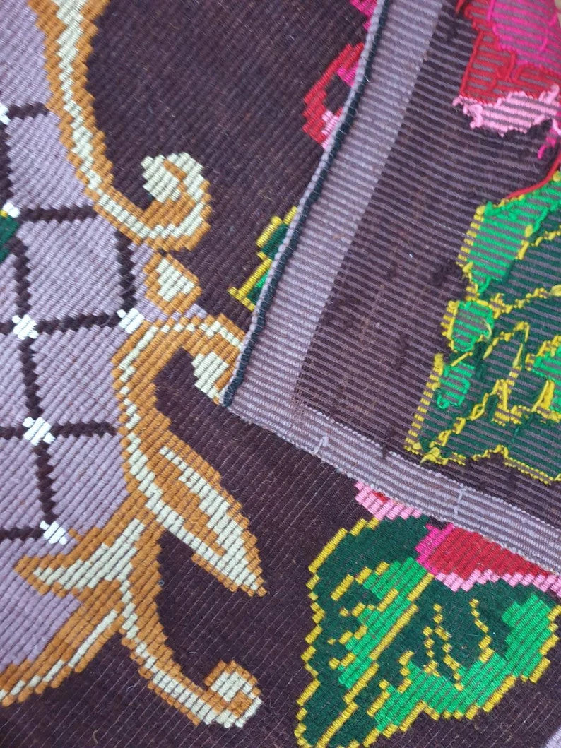 Handwoven Lavender Floral Romanian Wool Rug, 186x146 cm, view 5