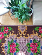Handwoven Lavender Floral Romanian Wool Rug, 186x146 cm, view 8