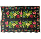 Handwoven Black Floral Romanian Wool Rug, 205x156 cm
