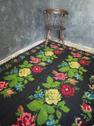 Handwoven Black Floral Romanian Wool Rug, 205x156 cm, view 3