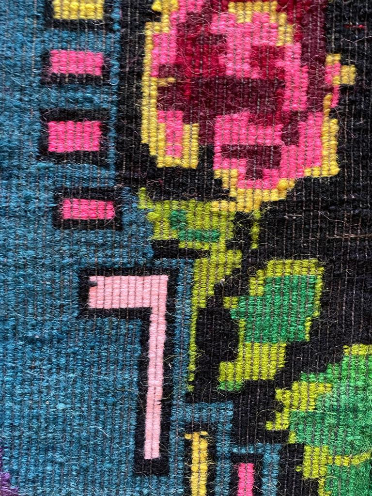 Handwoven Green Floral Romanian Wool Rug, 220x160 cm, view 11