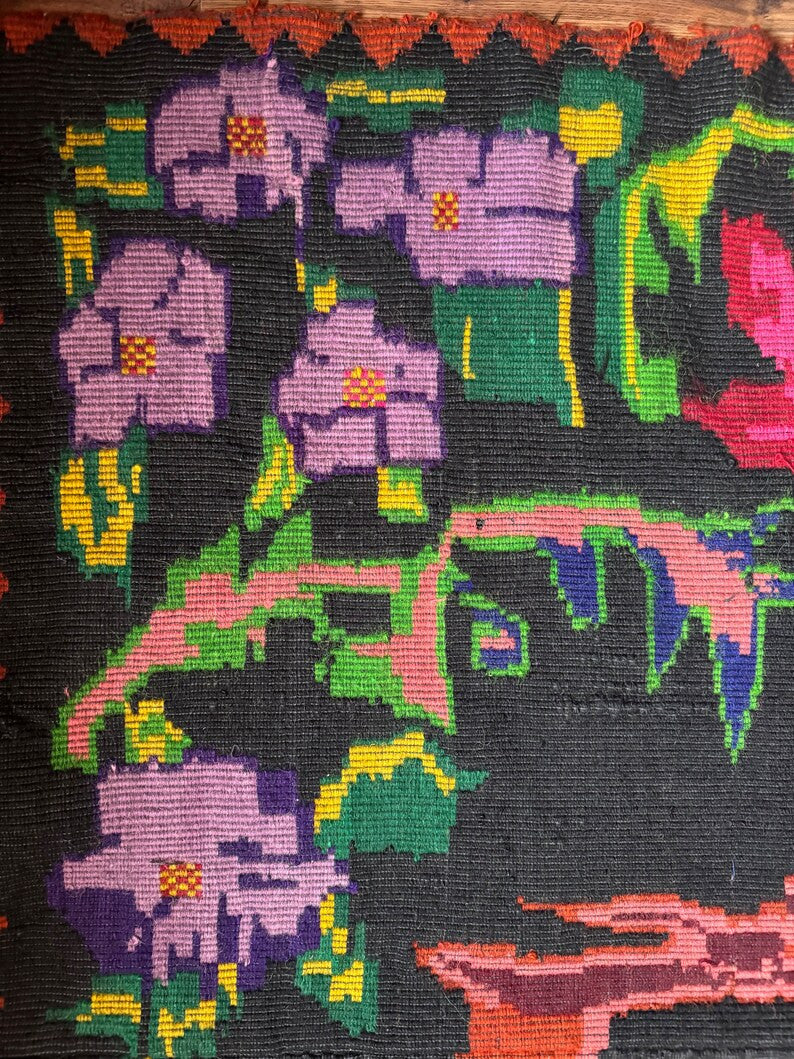 Handwoven Black Floral Romanian Wool Rug, 223x158 cm, view 6