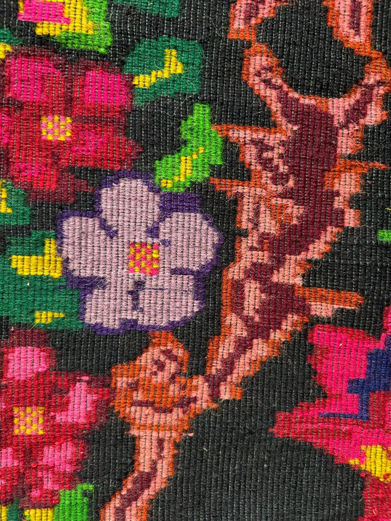 Handwoven Black Floral Romanian Wool Rug, 223x158 cm, view 8