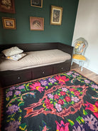 Handwoven Black Floral Romanian Wool Rug, 223x158 cm, view 9