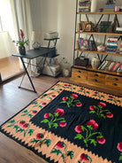 Handwoven Floral Romanian Wool Rug, 225x167 cm, view 2