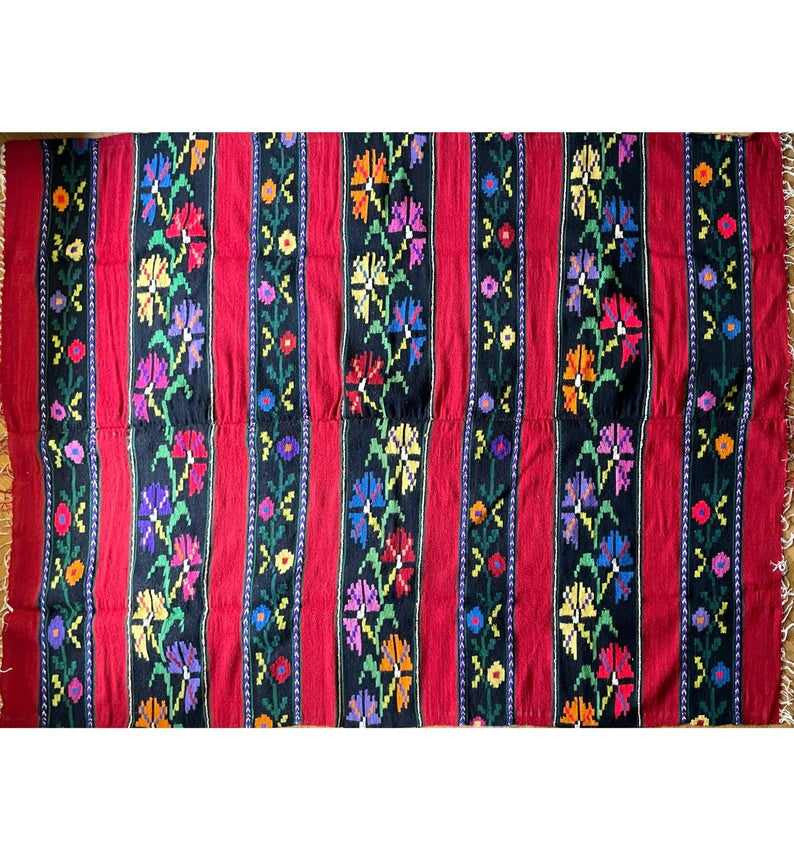 Handwoven Red Floral Romanian Wool Rug, 230x161 cm