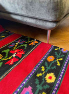 Handwoven Red Floral Romanian Wool Rug, 230x161 cm, view 9