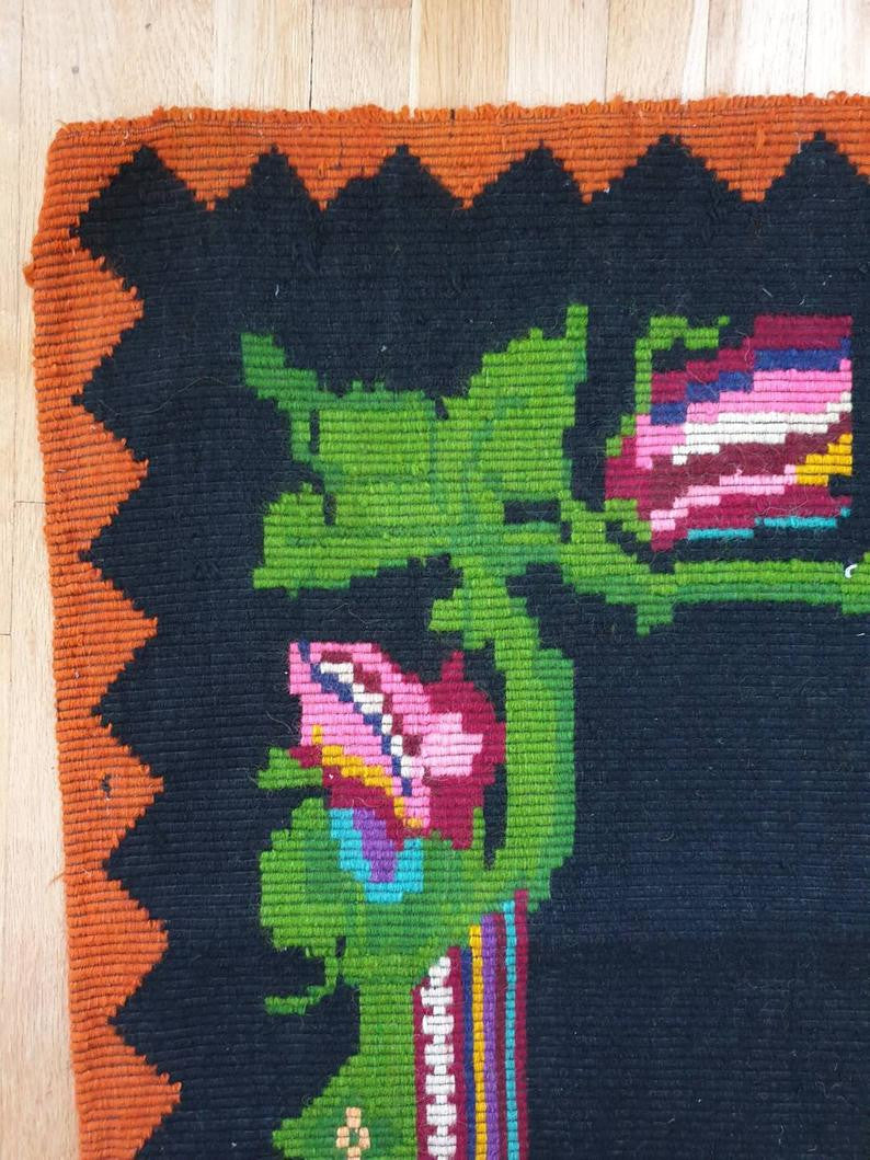 Handwoven Green Floral Romanian Wool Rug, 232x170 cm, view 4