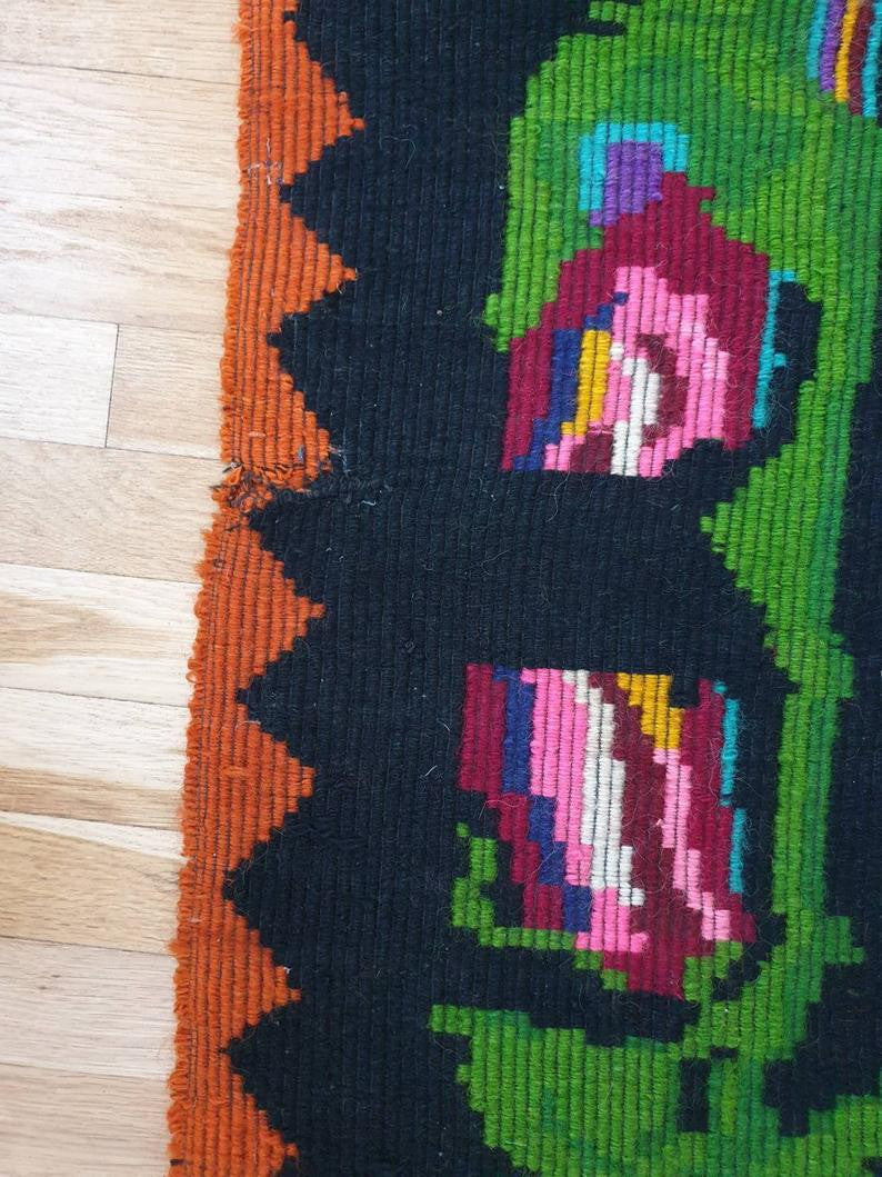 Handwoven Green Floral Romanian Wool Rug, 232x170 cm, view 5