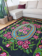 Handwoven Green Floral Romanian Wool Rug, 232x170 cm, view 8