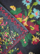 Handwoven Black Floral Romanian Wool Rug, 233x146 cm, view 4