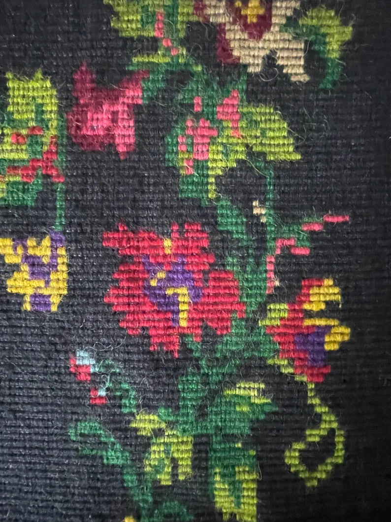 Handwoven Black Floral Romanian Wool Rug, 233x146 cm, view 6