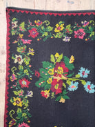 Handwoven Black Floral Romanian Wool Rug, 233x146 cm, view 7
