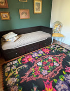 Handwoven Black Floral Romanian Wool Rug, 242x156 cm, view 2
