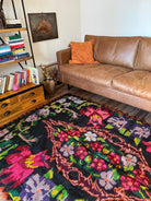 Handwoven Black Floral Romanian Wool Rug, 242x156 cm, view 8