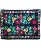 Handwoven Black Floral Romanian Wool Rug, 242x168 cm