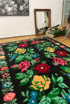 Handwoven Black Floral Romanian Wool Rug, 242x168 cm, view 2