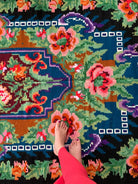 Handwoven Blue Floral Romanian Wool Rug, 318x165 cm, view 10