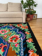Handwoven Blue Floral Romanian Wool Rug, 318x165 cm, view 3